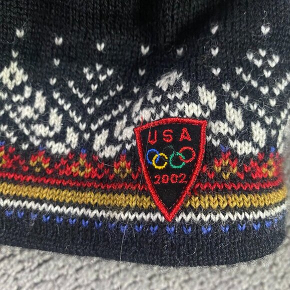 Vintage Dale of Norway Beanie Hat 2002 Salt Lake City USA Olympics Wool Black - Picture 2 of 8